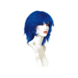 Peluca cabello sintético (fibra) de colores vivos hecha a máquina modelo IR-Andrea azul de Ireal.